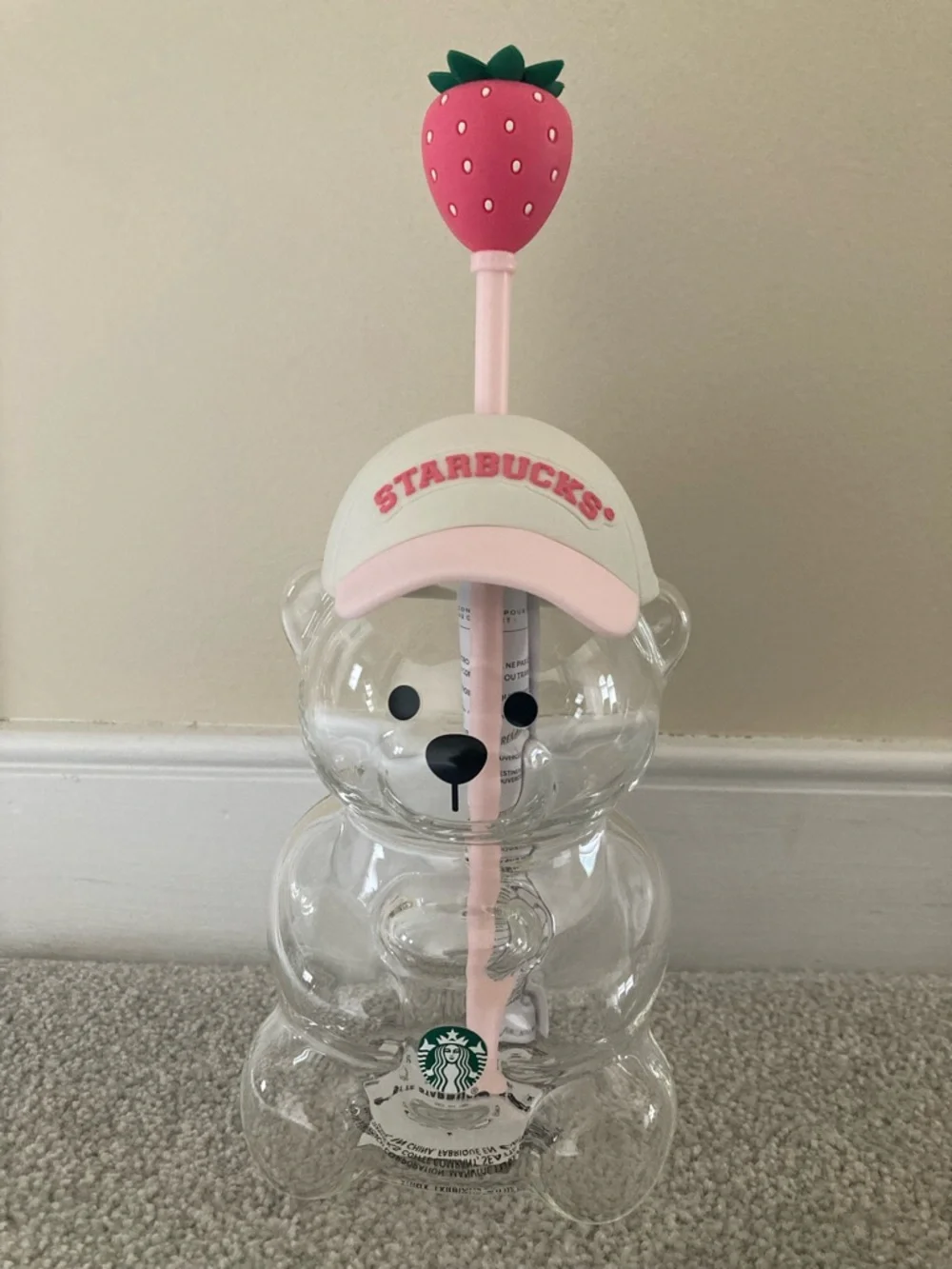 2026 Starbucks Pink Bearista Bear Glass Cold Cup